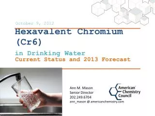 Hexavalent Chromium (Cr6) in Drinking Water