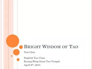 Bright Wisdom of Tao