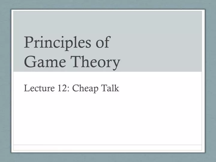 principles of game theory