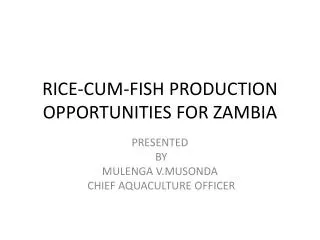 RICE-CUM-FISH PRODUCTION OPPORTUNITIES FOR ZAMBIA