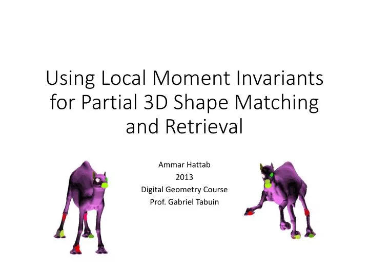 using local moment invariants for partial 3d shape matching and retrieval