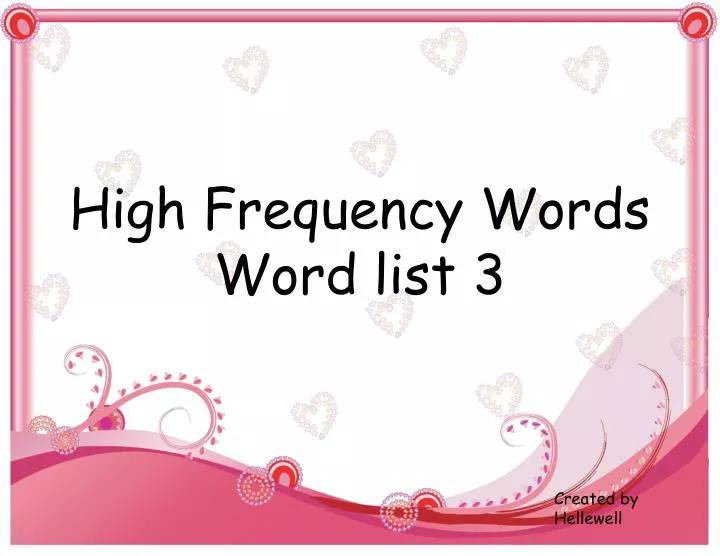 high frequency words word list 3