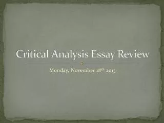 Critical Analysis Essay Review