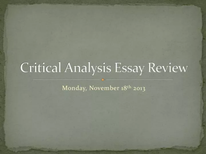 critical analysis essay review