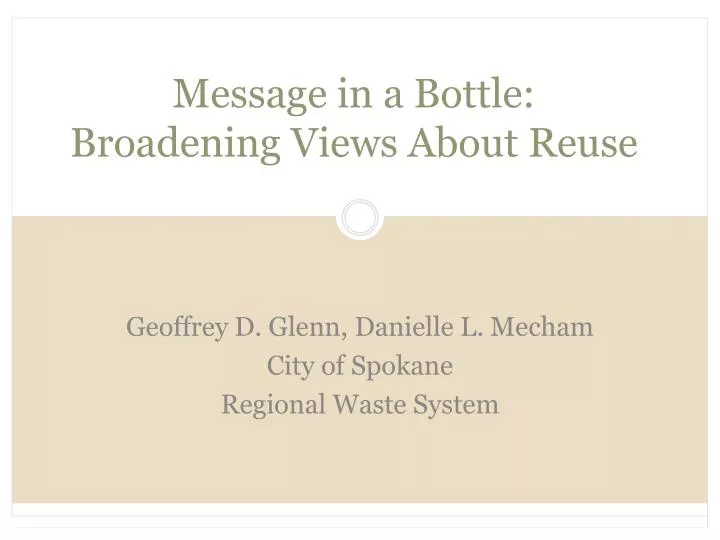 message in a bottle broadening views about reuse