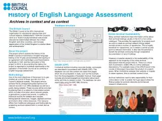 History of English Language Assessment