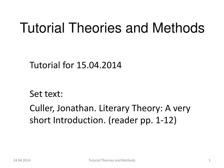 tutorial theories and methods
