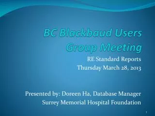 BC Blackbaud Users Group Meeting