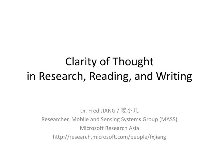 clarity of thought in research reading and writing