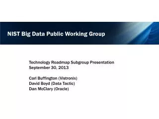 NIST Big Data Public Working Group