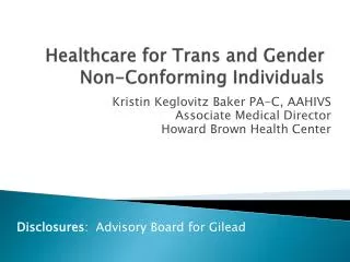 Healthcare for Trans and Gender Non-Conforming Individuals