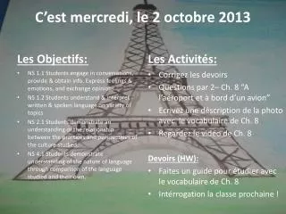 c est mercredi le 2 octobre 2013