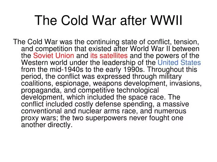 the cold war after wwii