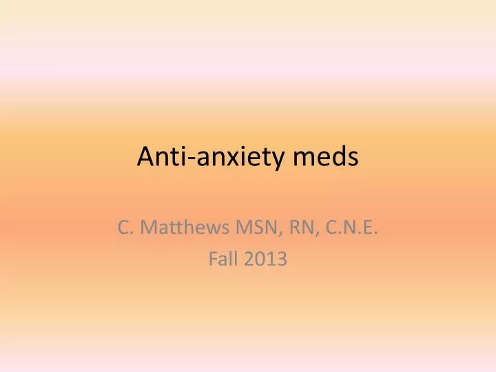 anti anxiety meds