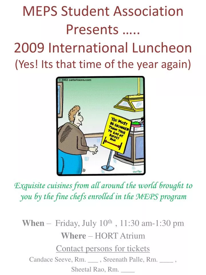 meps student association presents 2009 international luncheon yes its that time of the year again