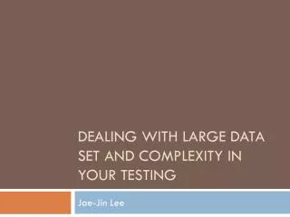 Dealing with large data set and complexity in your testing
