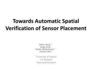 Towards Automatic Spatial Verification of Sensor Placement