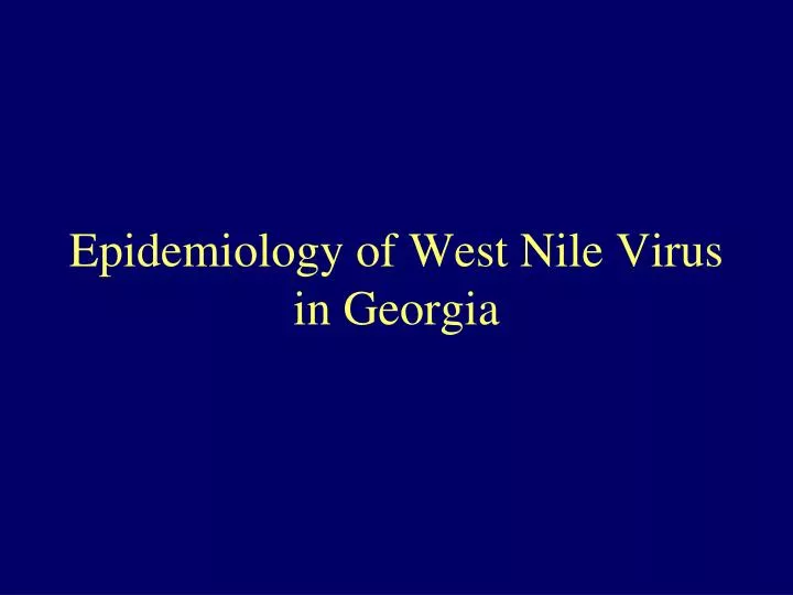 epidemiology of west nile virus in georgia