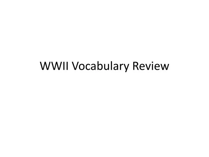 wwii vocabulary review