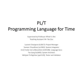 PL/T Programming Language for Time
