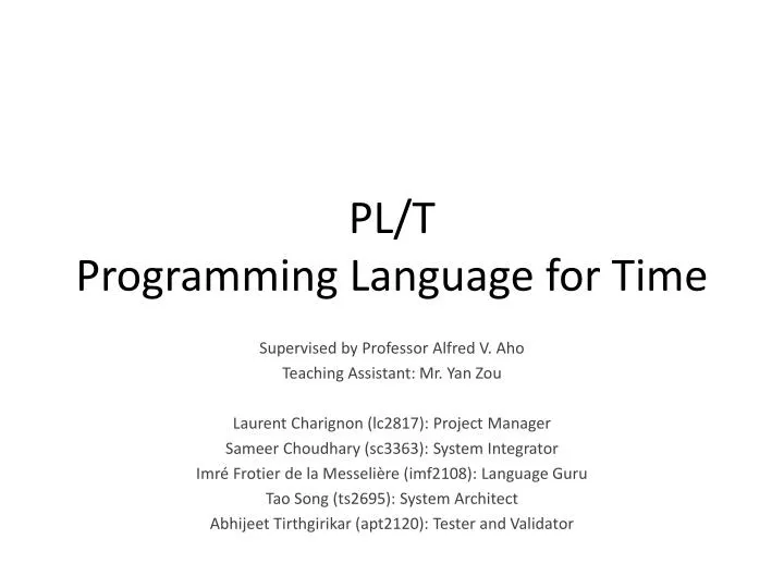 pl t programming language for time