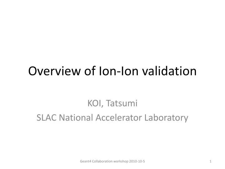 overview of ion ion validation