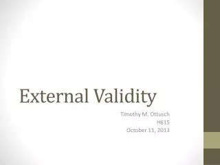 External Validity