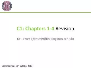 C1: Chapters 1-4 Revision