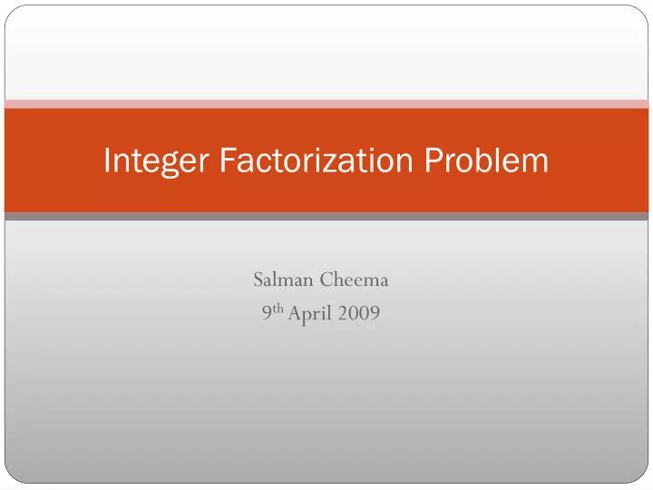 integer factorization problem