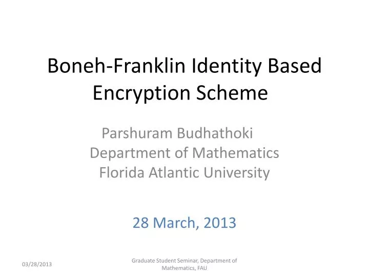 boneh franklin identity based encryption scheme