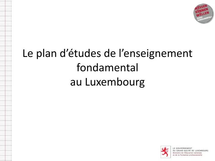 le plan d tudes de l enseignement fondamental au luxembourg