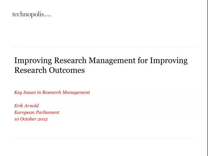 improving research management for improving research outcomes