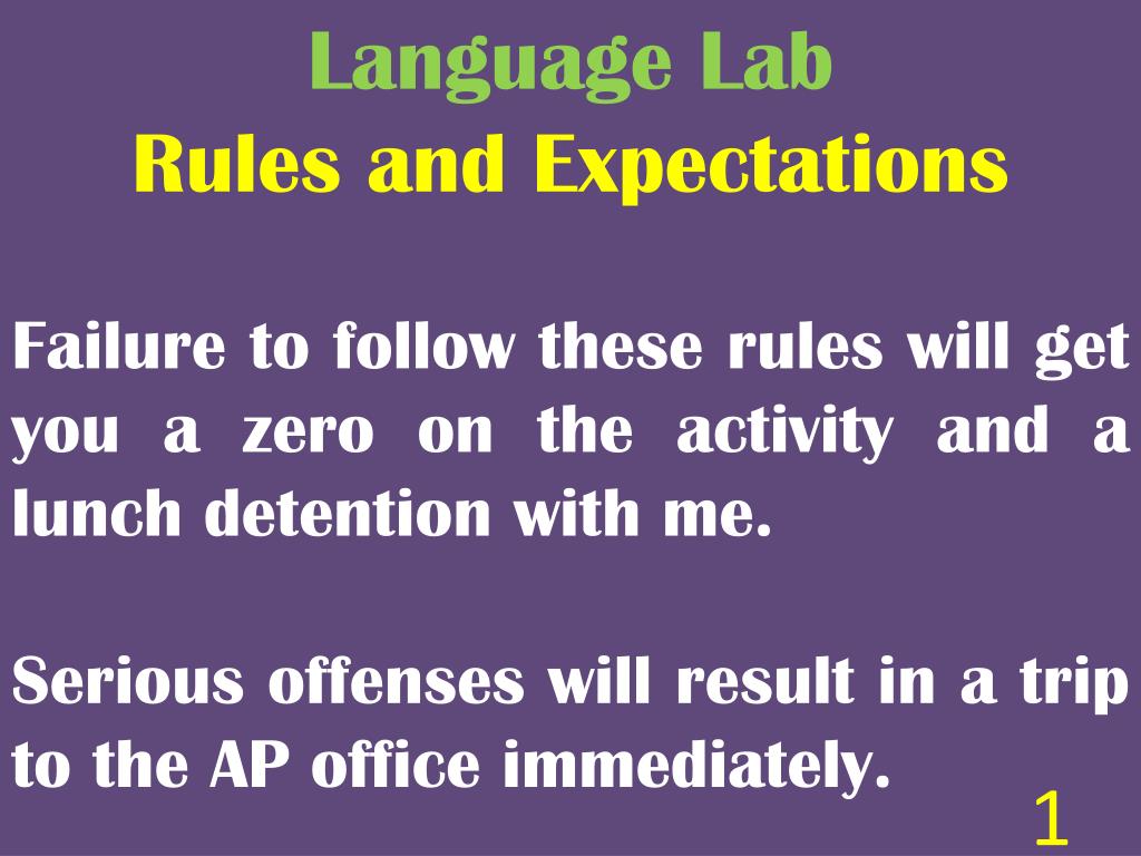 PPT - Language Lab Rules and Expectations PowerPoint Presentation, free ...