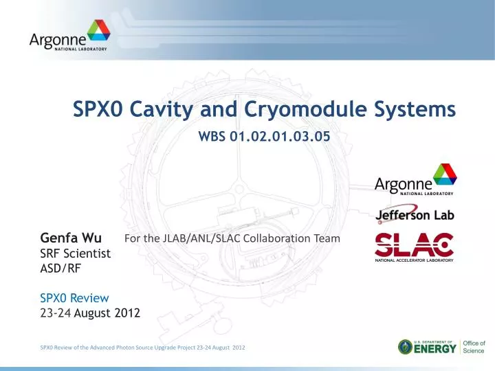 spx0 cavity and cryomodule systems wbs 01 02 01 03 05
