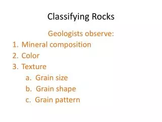 classifying rocks