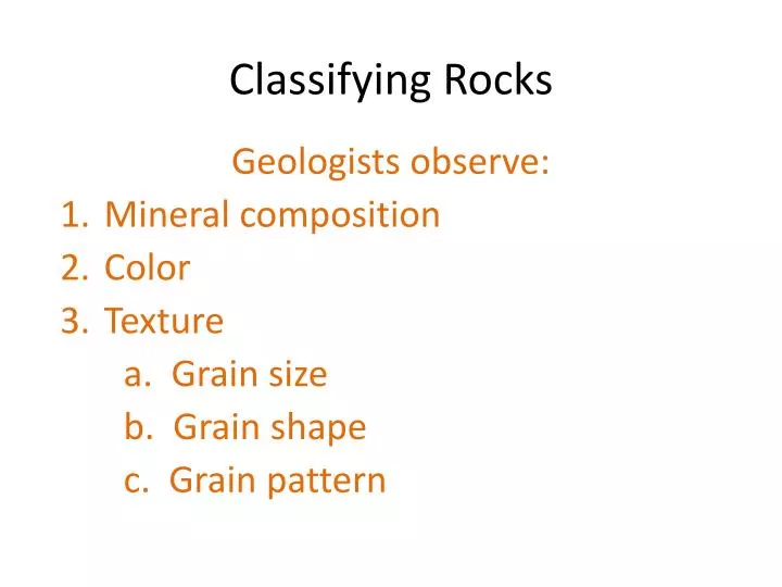 classifying rocks