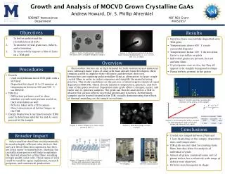 Growth and Analysis of MOCVD Grown C rystalline GaAs
