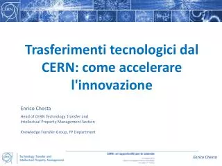 Trasferimenti tecnologici dal CERN: come accelerare l'innovazione