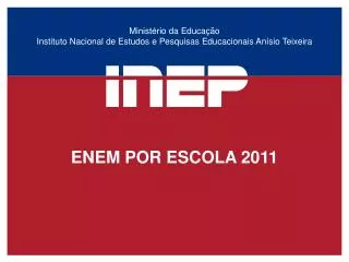 Ministério da Educação Instituto Nacional de Estudos e Pesquisas Educacionais Anísio Teixeira