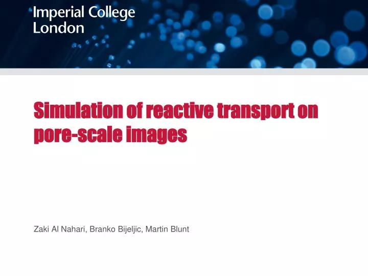 simulation of reactive transport on pore scale images