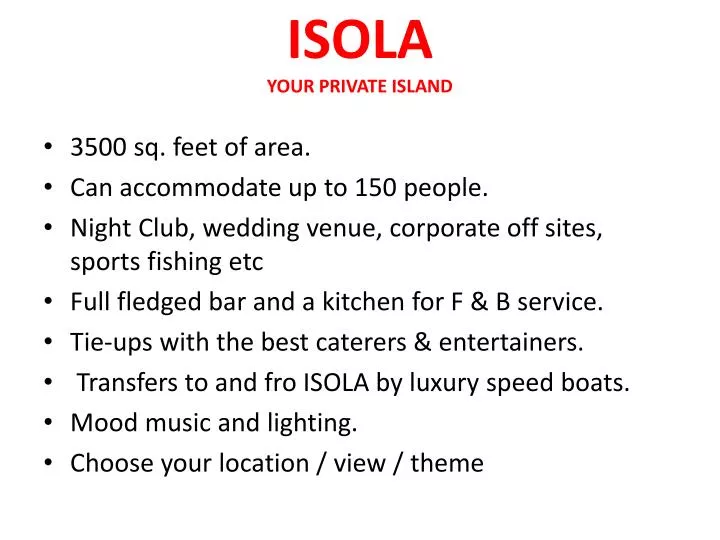 isola your private island