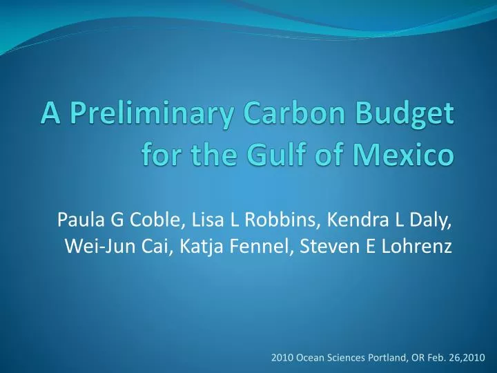a preliminary carbon budget for the gulf of mexico