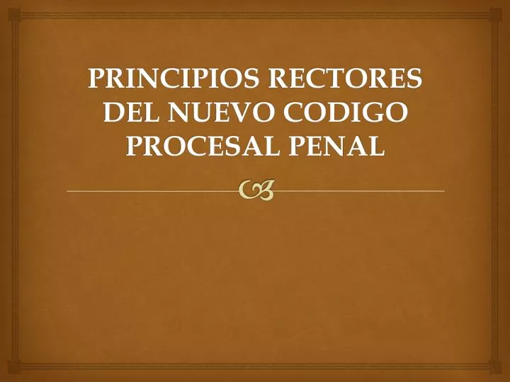 principios rectores del nuevo codigo procesal penal