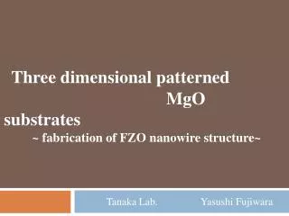 Tanaka Lab. 		 Yasushi F ujiwara