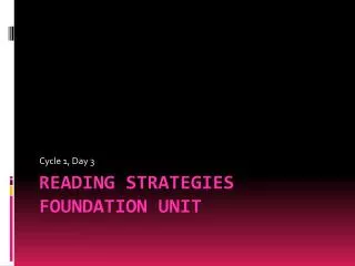 Reading strategies foundation unit