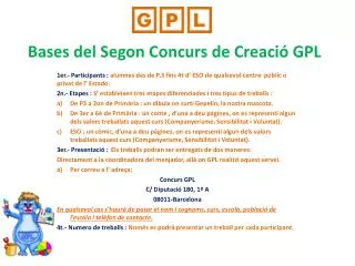 Bases del Segon Concurs de Creació GPL