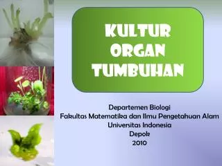 Departemen Biologi Fakultas Matematika dan Ilmu Pengetahuan Alam Universitas Indonesia Depok 2010