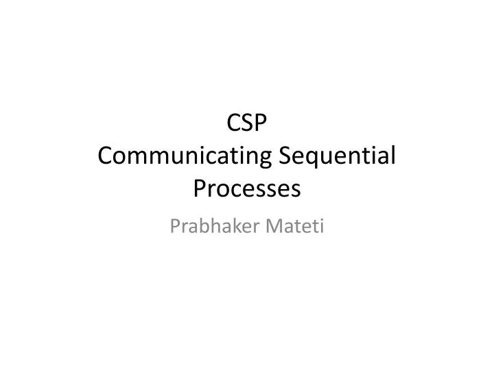 csp communicating sequential processes