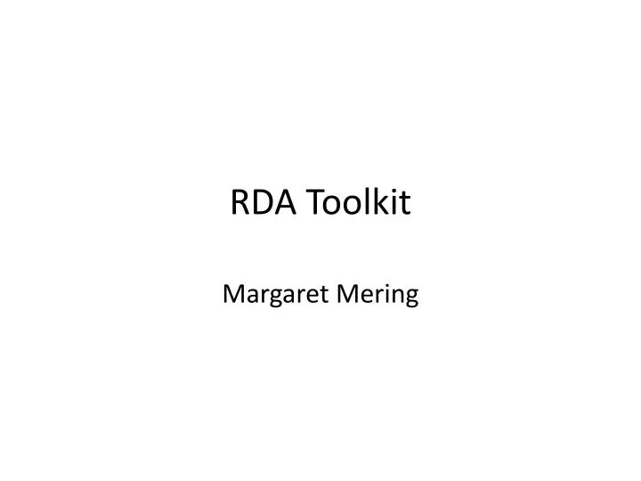 rda toolkit
