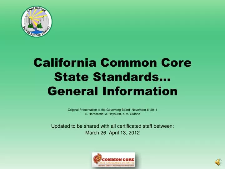 california common core state standards general information